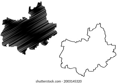 Amberg city (Federal Republic of Germany, Urban district Upper Palatinate, Free State of Bavaria) map vector illustration, scribble sketch Amberg map
