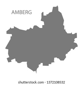 Amberg grey county map of Bavaria Germany