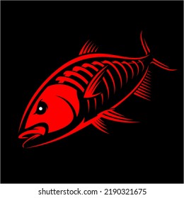 Amberjack Fish logo. Unique and Fresh Skeleton fish of Amberjack. Great to use as your Fishing activity. 