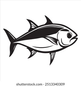 Amberjack fish silhouette vector art illustration.