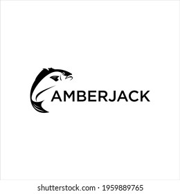 Amberjack fishing logo. Almaco jack fish club emblem. Fishing theme illustration. Isolated seafood ocean vector