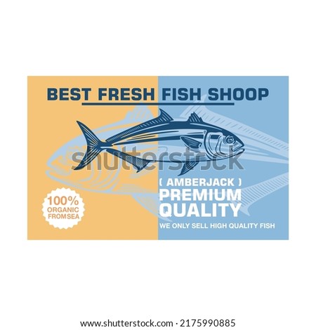 AMBERJACK FRESH FISH MARKET LOGO, silhouette of great delicious fish, vectot illustrations