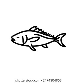 Amberjack Outline Icon, Vector illustration