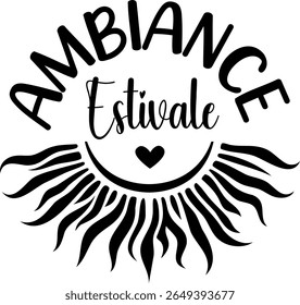 Ambiance Estivale. Summer vector lettering. French text: Summer Vibes.