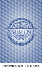 Ambient blue emblem with geometric pattern background.