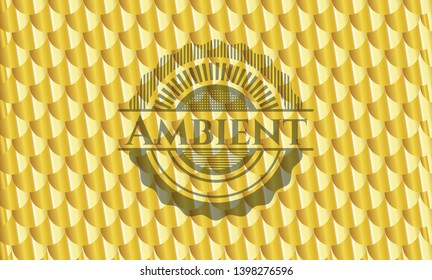 Ambient gold shiny badge. Scales pattern. Vector Illustration. Detailed.