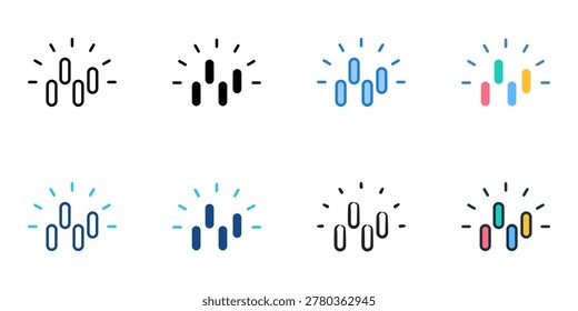 Ambient lighting icons set multiple style collection. Editable stroke 
