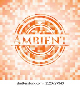 Ambient orange mosaic emblem with background