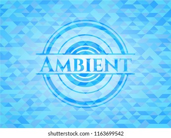 Ambient sky blue emblem. Mosaic background