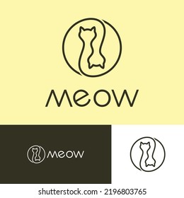 ambigram cat logo style line in a circle