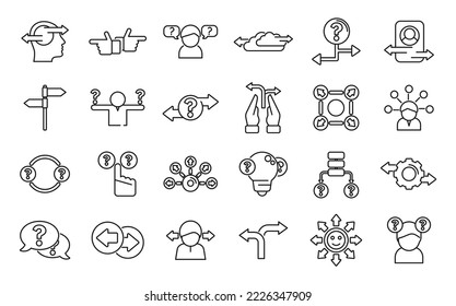 Ambiguity icons set outline vector. Data analysis. Arrow business