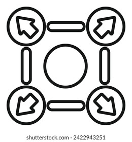 Vector de contorno de icono cuadrado de ambigüedad. Elección de negocio. Cerebro del bloque de cubos