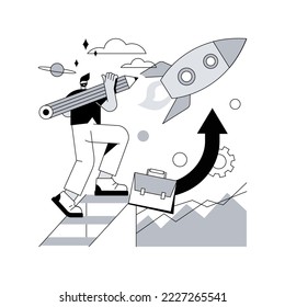 Ambition abstract concept vector illustration. Business ambition, determination, setting big goal, making fast career, self-confident, getting what you want, desire for success abstract metaphor.