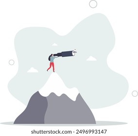 Ambition to aim high and achieve business goal, motivation to success, challenge and determination for victory concept.flat design.illustration with people.