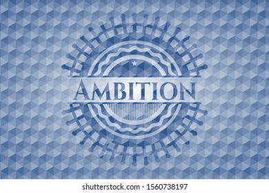 Ambition blue hexagon emblem. Vector Illustration. Detailed.