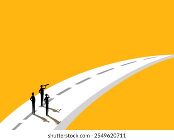 Ambition. Businessman Team Standing on the Bridge. vector