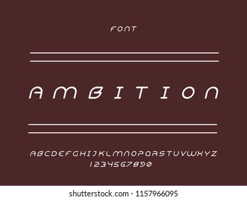 Ambition font. Vector alphabet letters and numbers. Typeface design. 