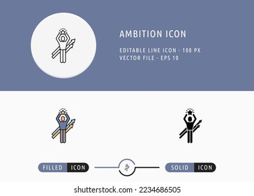 Ambition Icon Isolated on White Background. Leadership Man Winner Thin Line Symbol Stock Vector Illustration For Mobile App And Web Design.