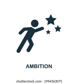 Icono de ambición. Elemento simple monocromo de la colección de crecimiento personal. Icono de ambición creativa para diseño web, plantillas, infografías y más