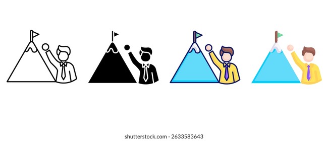 Ambition icon represented by Ambition icon Line, Filled, Color style.