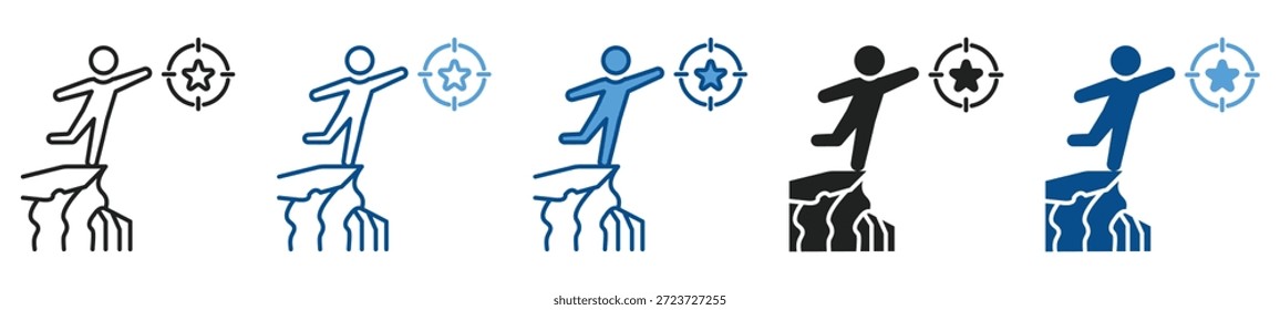 Conjunto de iconos de ambición en varios estilos