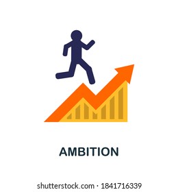 Icono de ambición. Elemento simple de la colección de valores centrales. Icono de ambición creativa para diseño web, plantillas, infografías y más