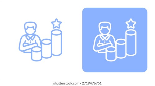 Línea de ambiciónIlustración de color de dos tonos e icono de fondo contrastante