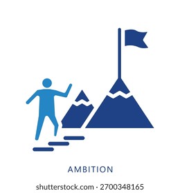 Mini-Illustrationssymbol für Ehrgeiz. Für moderne Konzeption, Print, UI, UX-Kit, Web- und App-Entwicklung. Vektor in Bezug auf Business Finance, Management und mehr