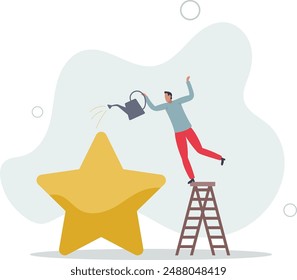Ambition or motivation to success or being excellence, aspiration and effort to improve,flat design.illustration with people.