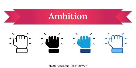 Ambição - Multi Estilo - Um punho levantado com raios, simbolizando forte impulso, motivação e determinação