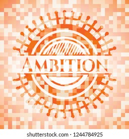 Ambition orange mosaic emblem with background