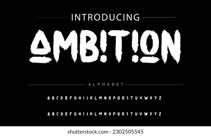 Ambition vector brush style font, alphabet, typeface