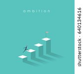 Ambition vector concept with businessman jump on graph columns. Success, achievment, motivation business symbol. Eps10 vector illustration.