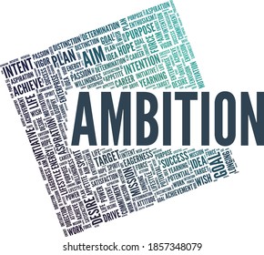 Ambition vector illustration word cloud isolated on a white background.
