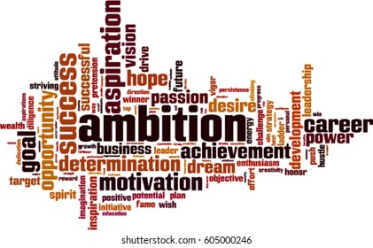 Ambition word cloud concept. Vector illustration