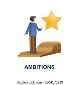 Ambitions icon. 3d illustration from personal productivity collection. Creative Ambitions 3d icon for web design, templates, infographics and more