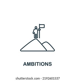 Icono de ambiciones. Icono de línea simple para plantillas, diseño web e infografías