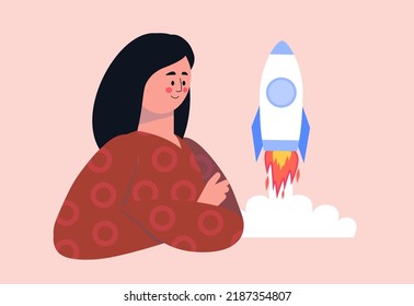 Ambitions, success, startup concept. Vector illustration in a flat style