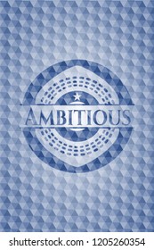 Ambitious blue polygonal badge.