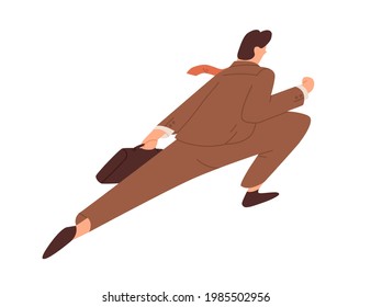 Ambitious businessman making breakthrough, step forward. Concept of business and career progress, fast development and growth. Colored flat vector illustration isolated on white background