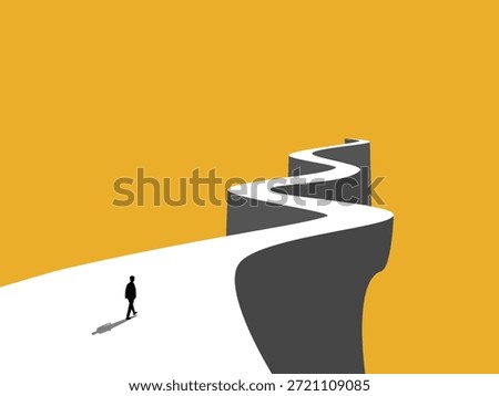 ambitious businessman walks the path on the hill.