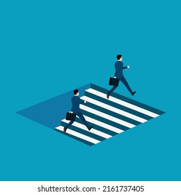 Ambitious Concept With Businessman Climbing Stairs. Symbol Of Business Growth. Achieve, Success, Leadership, Flat Vector Illustration