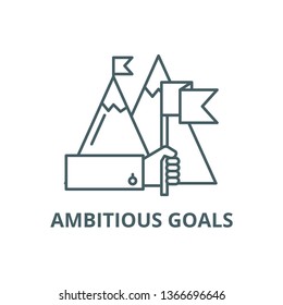 Ambitious goals line icon, vector. Ambitious goals outline sign, concept symbol, flat illustration