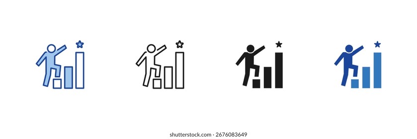 Ambitious icon set containing line, blue and glyph style vector icons