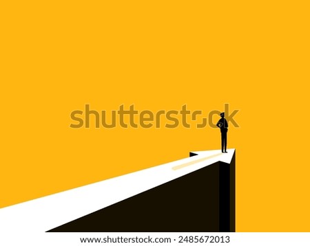 Ambitious, objective. Businessman on the arrow path