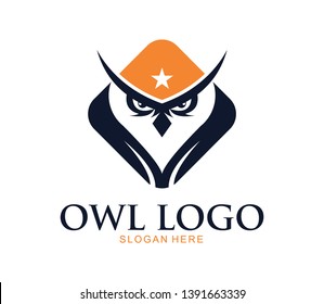 ambitious sharp vision eyes owl bird vector logo design illustration template