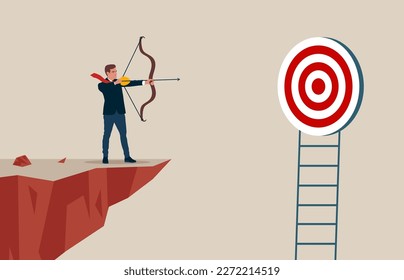Ambitious towards to goals. Focus on business target. Learned to overcome obstacles of business. Modern vector illustration in flat style
