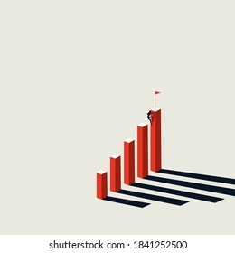 Ambitious Woman Climbing Up Career Ladder Vector Concept. Success For Businesswoman, New Opportunity. Eps10 Illustration.