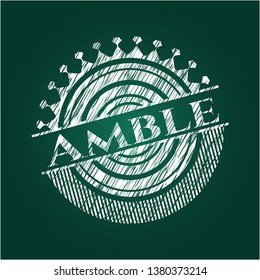 Amble chalkboard emblem on black board