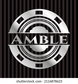 Amble silver badge. Vector Illustration. Mosaic. 